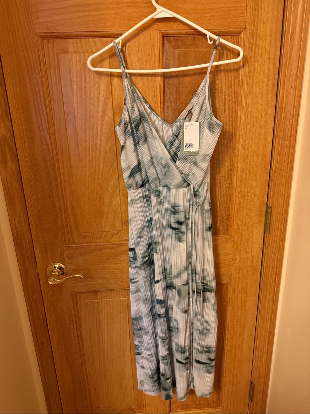 H&M Blue-Green Tie-Dye Midi Wrap Dress